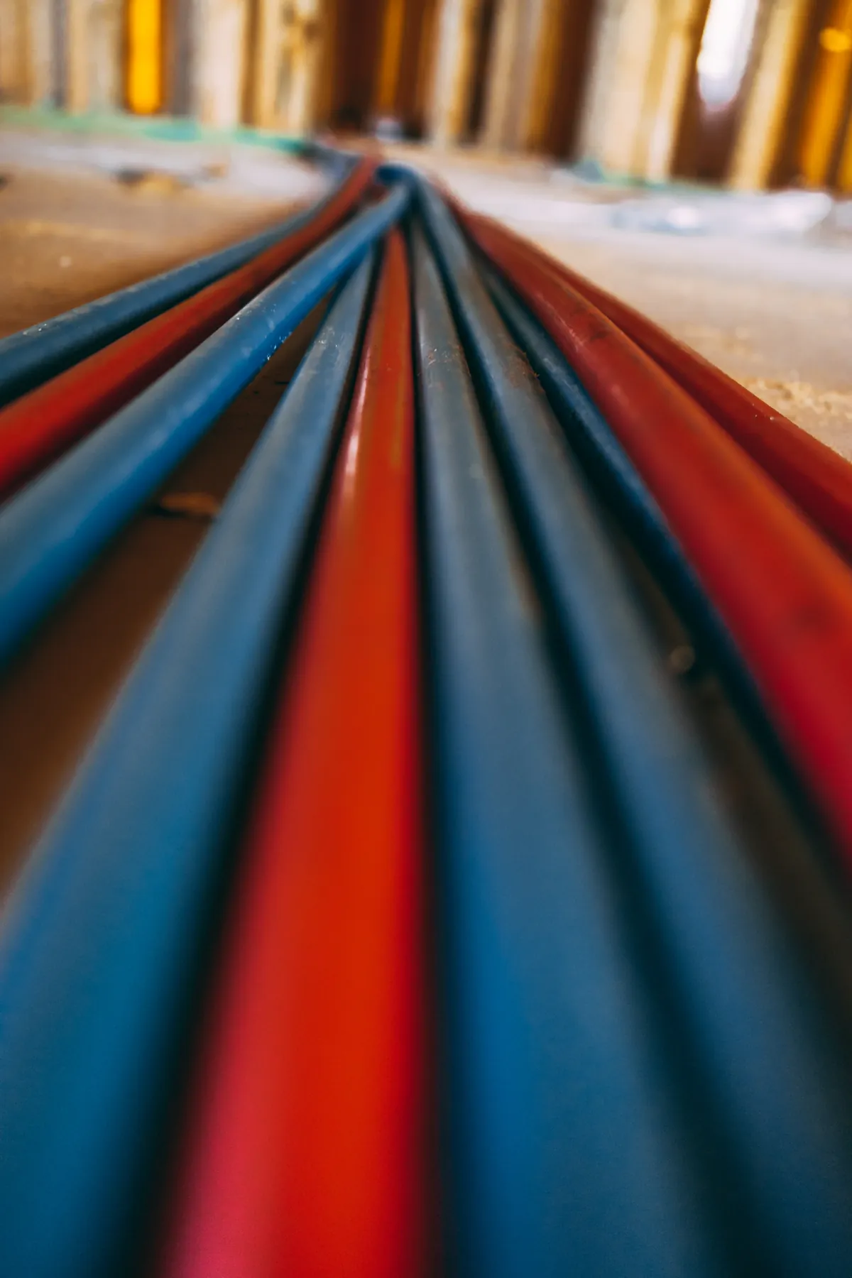 Coiled red and blue PEX tubing ready for a repipe – Pressure Reducing Valve Replacement for Mission Viejo, CA homes